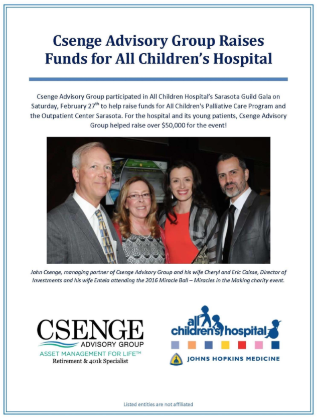 Csenge Advisory Group Raises Funds for All Children's Hospital